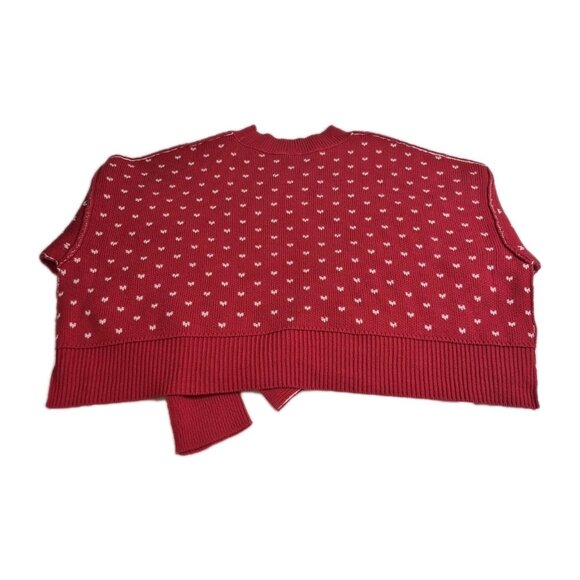 Free People Cropped Sweater Women's Size M Red Easy Street Patterned Boxy (52) - Picture 2 of 8